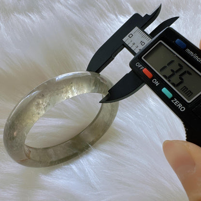 Forest Soul – Clarity Green Ghost Phantom Quartz Gemstone Bangle, Green Ghost Quartz Crystal Bangle