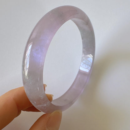 Earthveil - Soft Pink and Gray Tone Jade Jadeite Bangle Bracele
