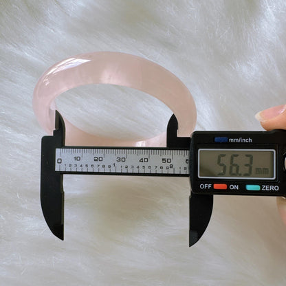 Heartglow - Polished Rose Quartz Bangle, Pink Crystal Quartz Gemstone Bangle