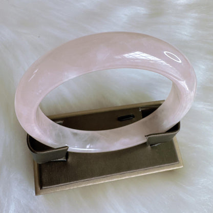 Heartglow - Serenity Rose Quartz Bangle, Pink Crystal Quartz Gemstone Bangle
