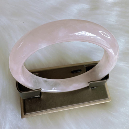 Heartglow - Serenity Rose Quartz Bangle, Pink Crystal Quartz Gemstone Bangle