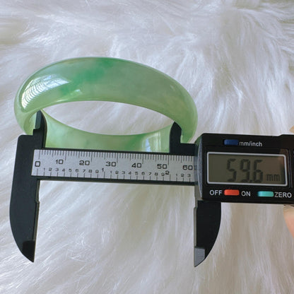 Earthveil - Light Green Jade Bangle Bracelet, Yellow Green Jadeite Bangle