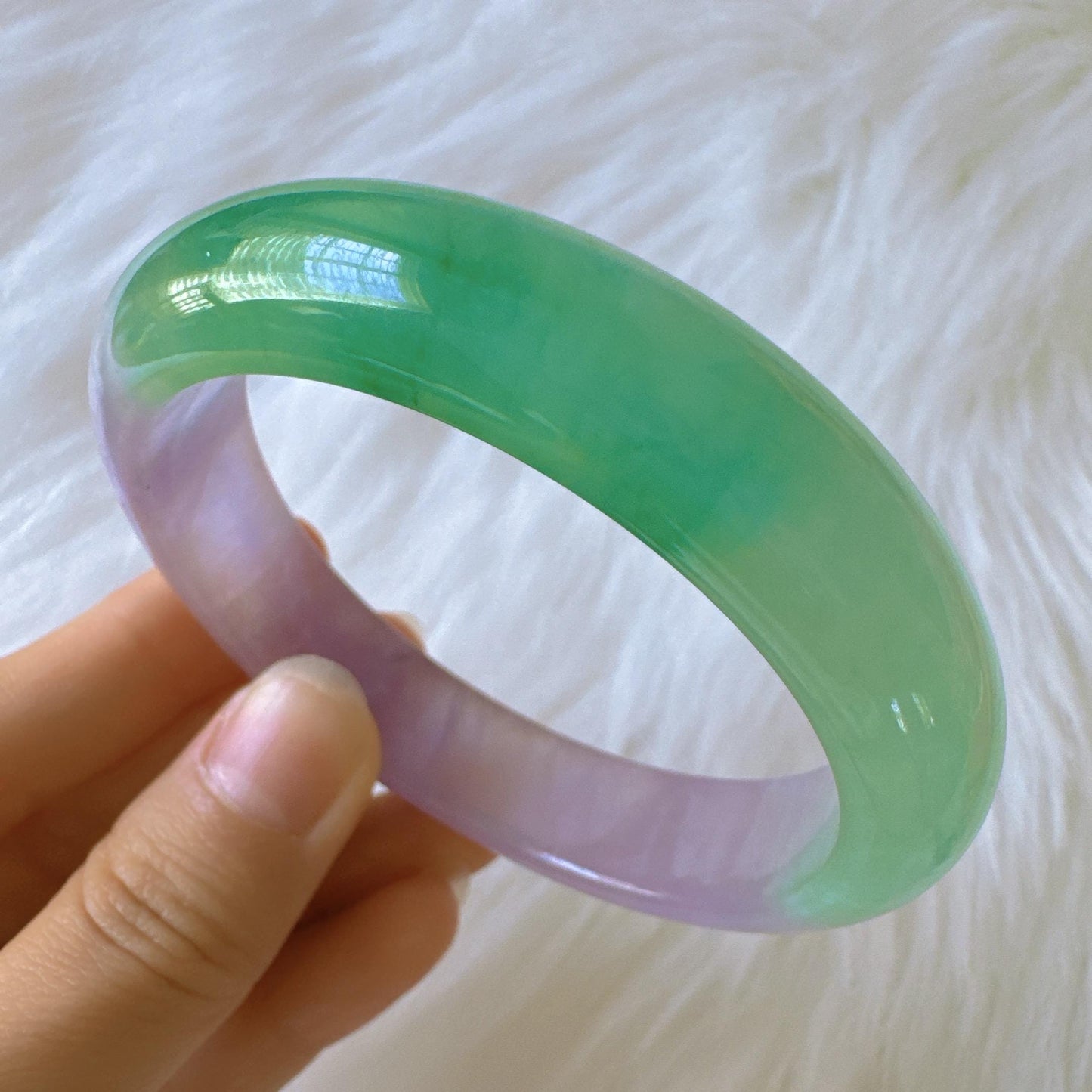 Earthveil - Purple and Green Wide Burma Jade Bangle Bracelet