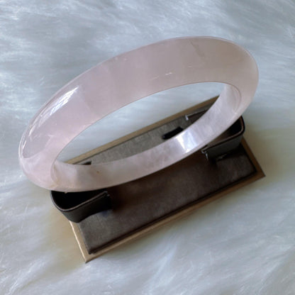 Heartglow - Rose Quartz Bangle, Pink Crystal Quartz Gemstone Bangle
