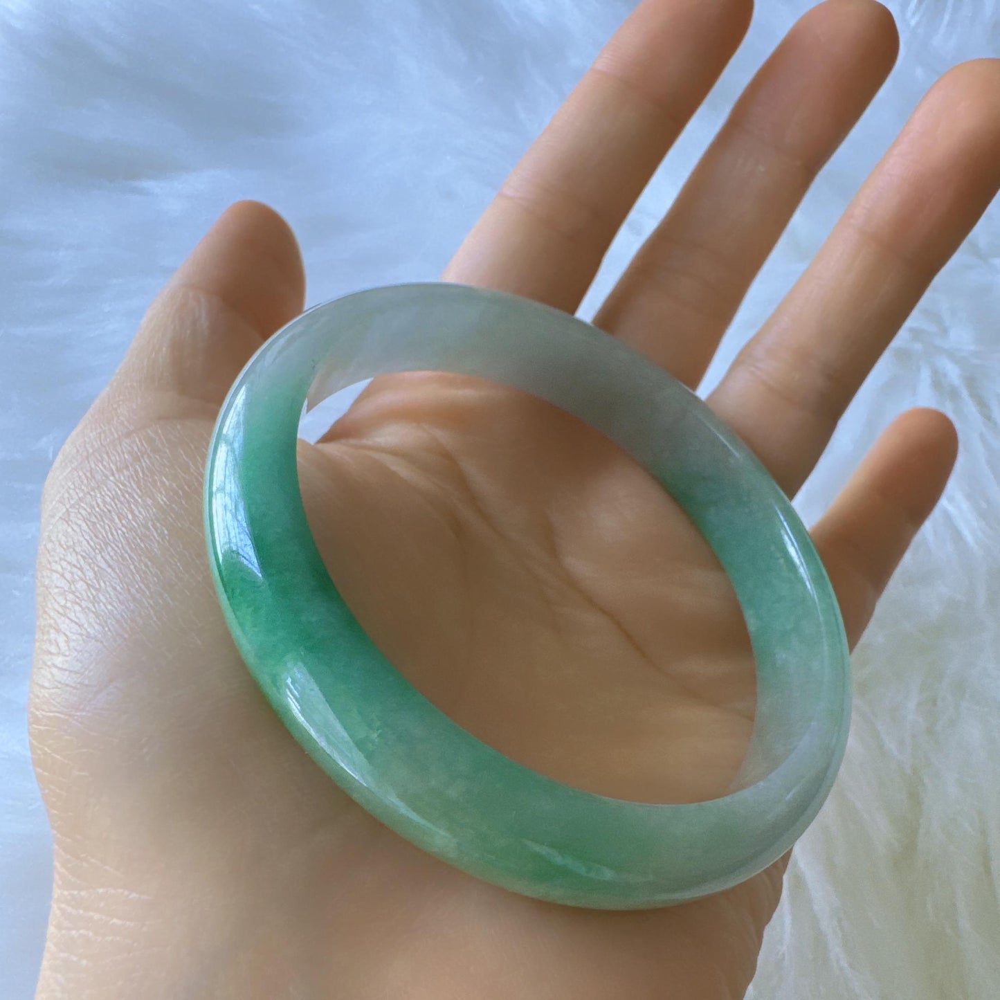 Earthveil – Bright Green Jade Bangle Bracelet, Apple Green Gemstone Jadeite Bangle