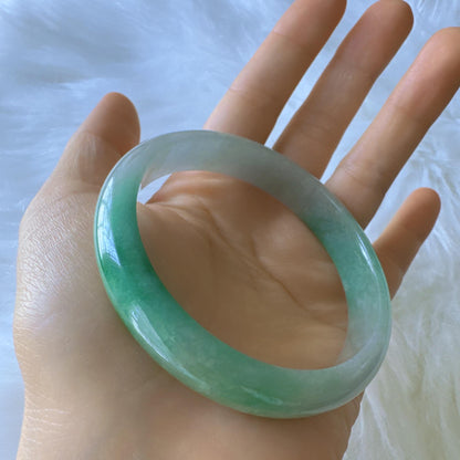 Earthveil – Bright Green Jade Bangle Bracelet, Apple Green Gemstone Jadeite Bangle