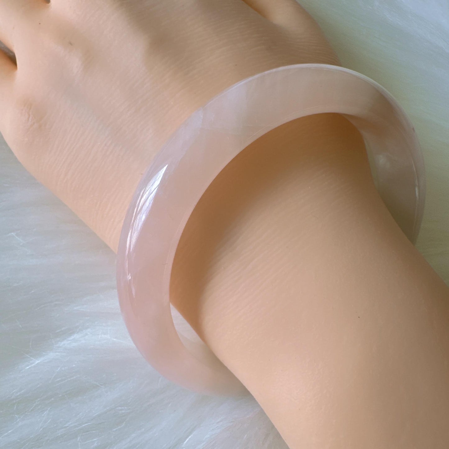 Heartglow - Calm Heart Rose Quartz Bangle, Pink Crystal Quartz Gemstone Bangle