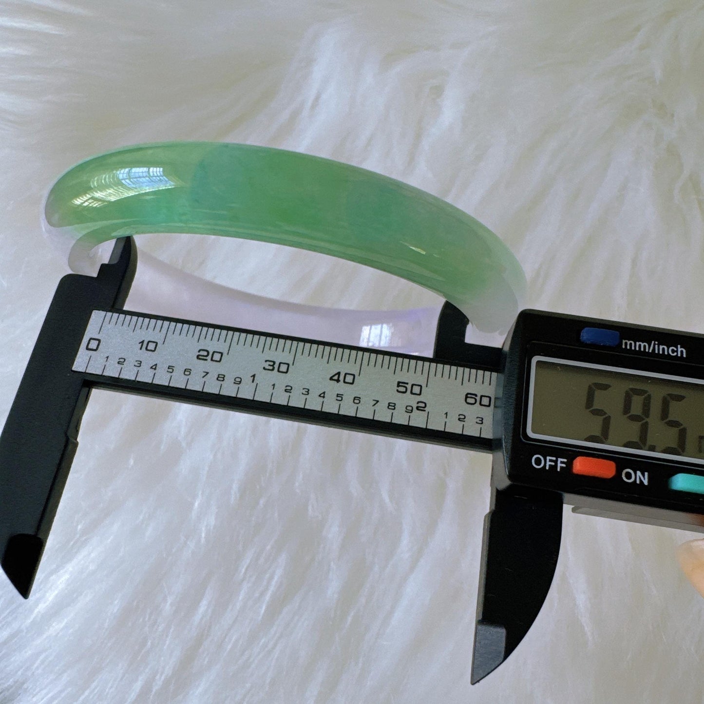 Earthveil - Icy Green and White Burma Jade Jadeite Bangle Bracelet