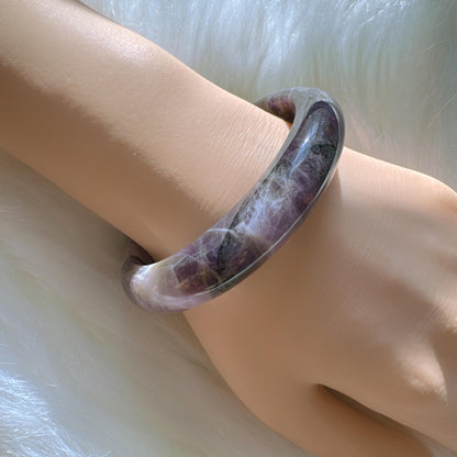 Dreamveil – Natural Amethyst Gemstone Bangle, Purple Crystal Quartz Gemstone Bangle