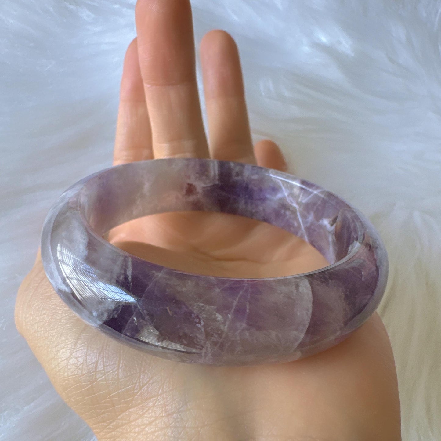Dreamveil – Amethyst Gemstone Bangle, Purple Crystal Quartz Gemstone Bangle