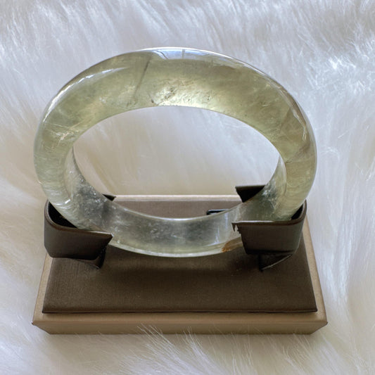 Forest Soul – Clarity Green Ghost Phantom Quartz Gemstone Bangle, Green Ghost Quartz Crystal Bangle