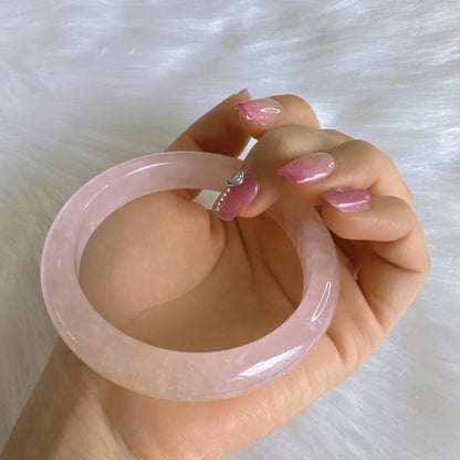 Heartglow - Aura Rose Quartz Bangle, Pink Crystal Quartz Gemstone Bangle