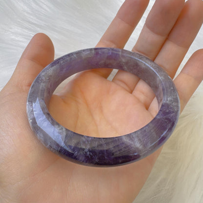 Dreamveil – Violet Aura Amethyst Gemstone Bangle, Purple Crystal Quartz Gemstone Bangle