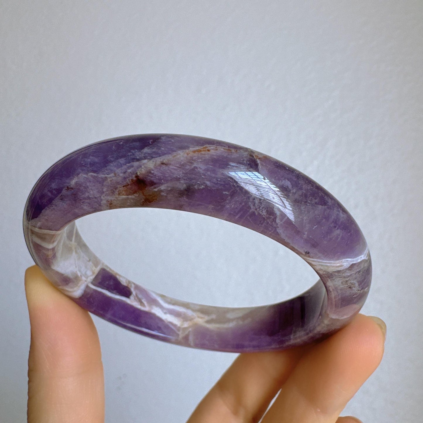 Dreamveil – Smooth Finish Amethyst Gemstone Bangle, Purple Crystal Quartz Gemstone Bangle