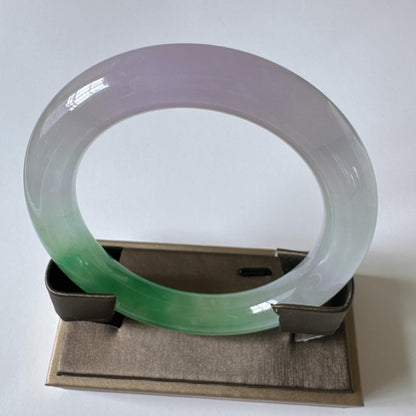 Earthveil - Round Shaped Purple and Green Burma Jade Bangle Bracelet