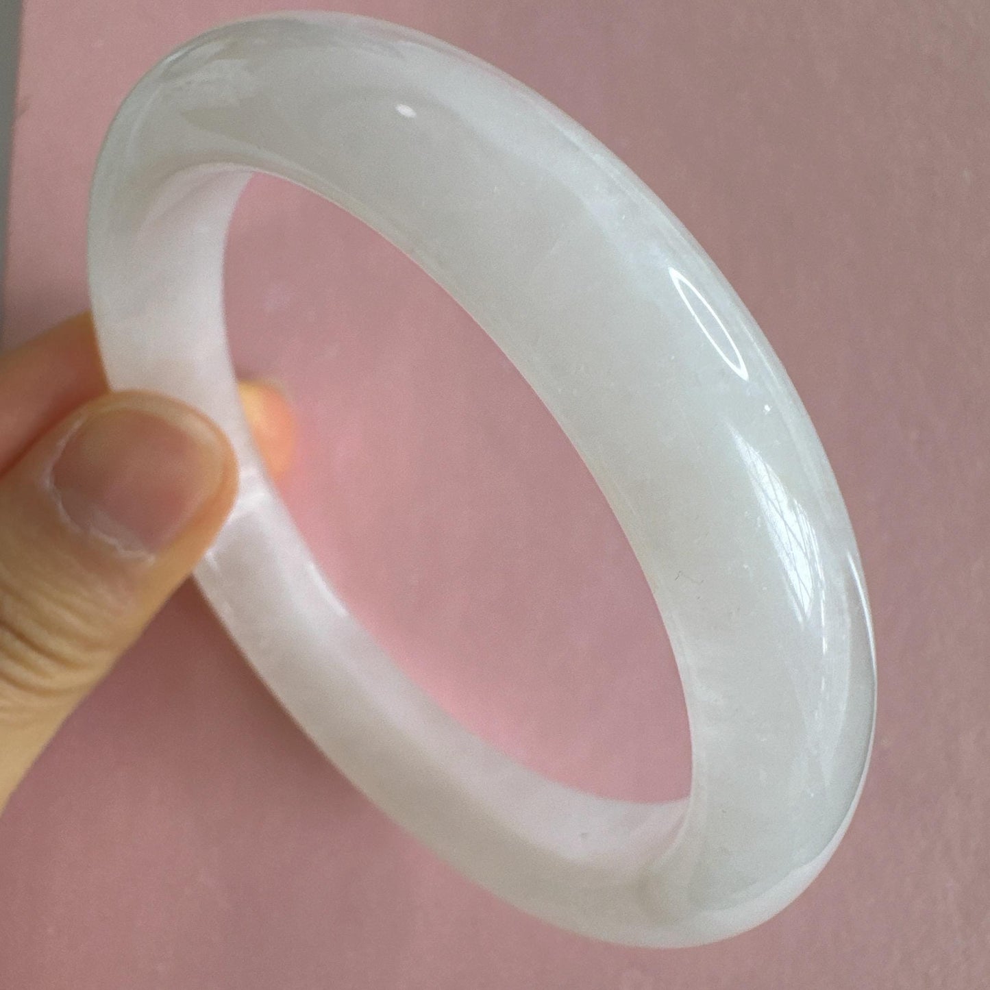 Purelight - White Phantom Quartz Gemstone Bangle, Ghost Quartz White Crystal Bangle