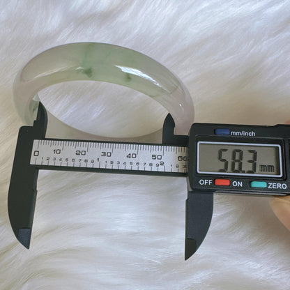 Earthveil - Light Green with Soft Pink Tone Burma Jade Jadeite Bangle Bracelet