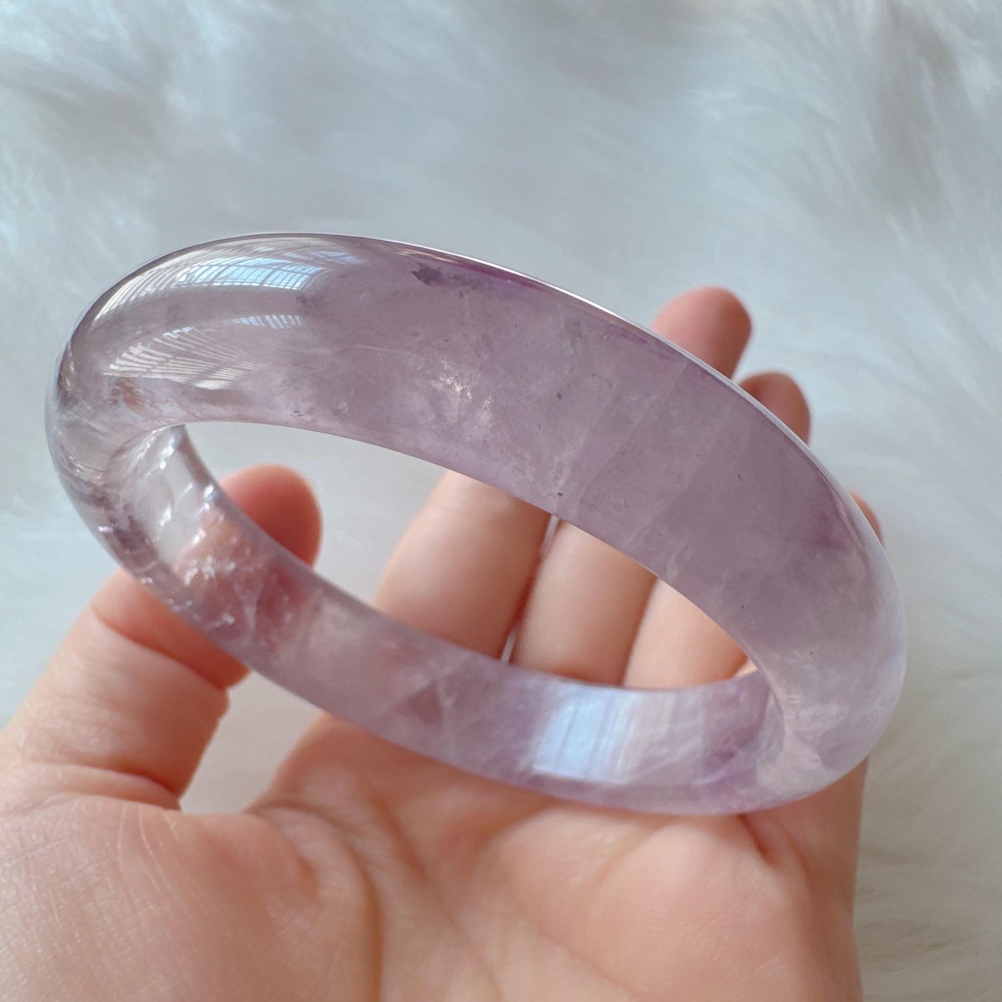 Dreamveil – Gentle Glow Amethyst Bangle Bracelet, Light Purple Amethyst Bracelet, Lavender Quartz Bangle