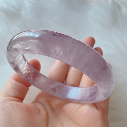 Dreamveil – Gentle Glow Amethyst Bangle Bracelet, Light Purple Amethyst Bracelet, Lavender Quartz Bangle