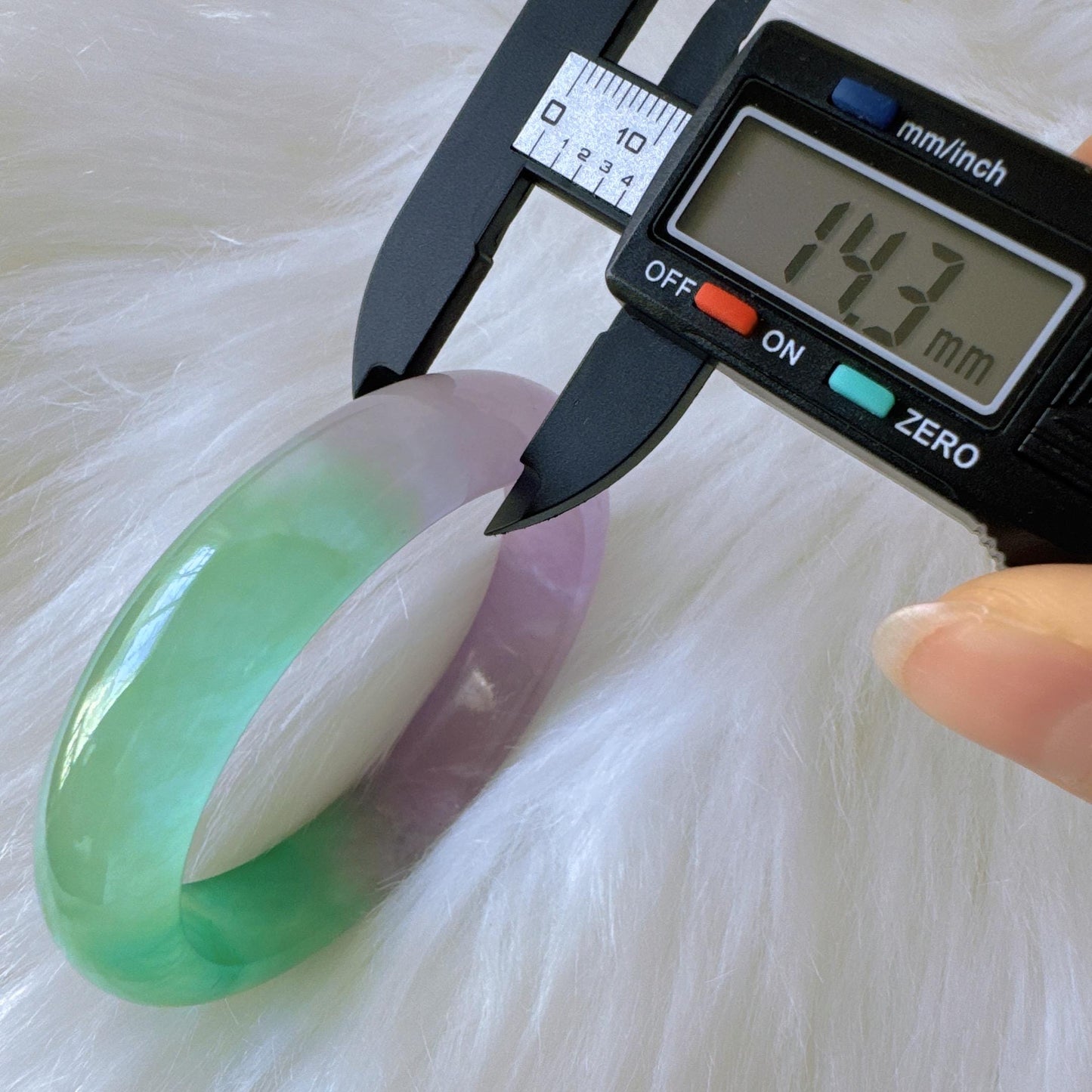 Earthveil - Purple and Green Wide Burma Jade Bangle Bracelet