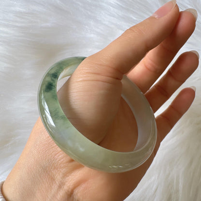 Earthveil - Translucent Green Burma Jadeite Bangle Bracelet