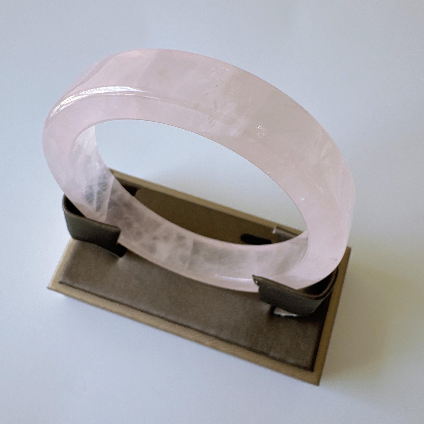 Heartglow - Soothing Rose Quartz Bangle, Square Shaped Pink Crystal Quartz Gemstone Bangle