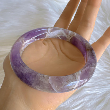 Dreamveil – Smooth Finish Amethyst Gemstone Bangle, Purple Crystal Quartz Gemstone Bangle
