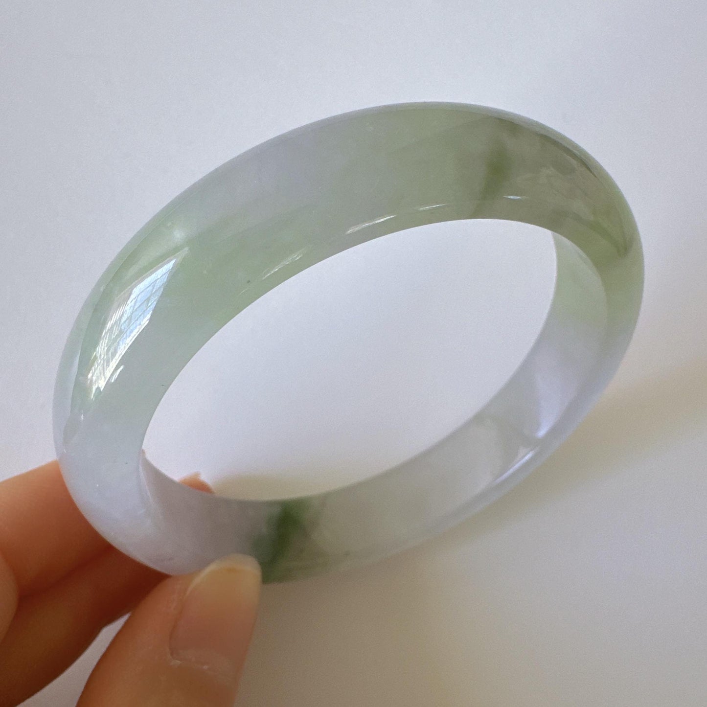 Earthveil - Artisan Light Green Unique Jade Bangle Bracelet