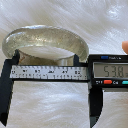 Forest Soul – Clarity Green Ghost Phantom Quartz Gemstone Bangle, Green Ghost Quartz Crystal Bangle