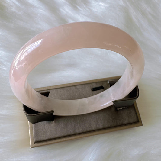 Heartglow - Calm Heart Rose Quartz Bangle, Pink Crystal Quartz Gemstone Bangle
