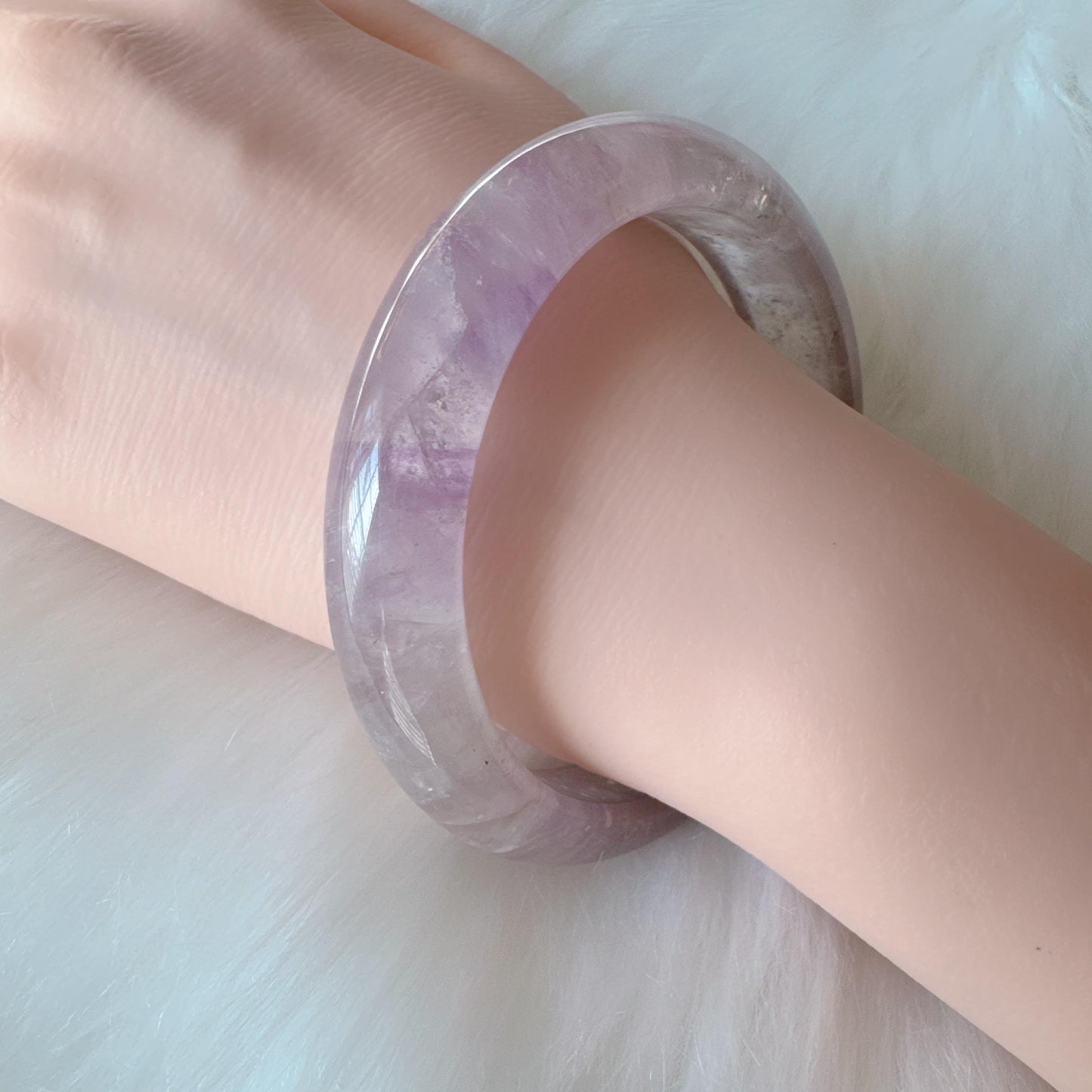 Dreamveil – High Clarity Amethyst Bangle Bracelet, Light Purple Amethyst Bracelet, Lavender Quartz Bangle