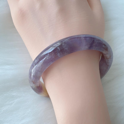 Dreamveil – Purple Crystal Quartz Gemstone Bangle, Amethyst Gemstone Bangle