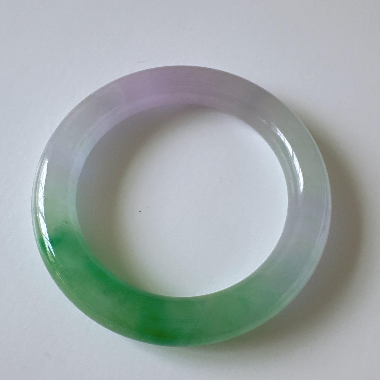 Earthveil - Round Shaped Purple and Green Burma Jade Bangle Bracelet