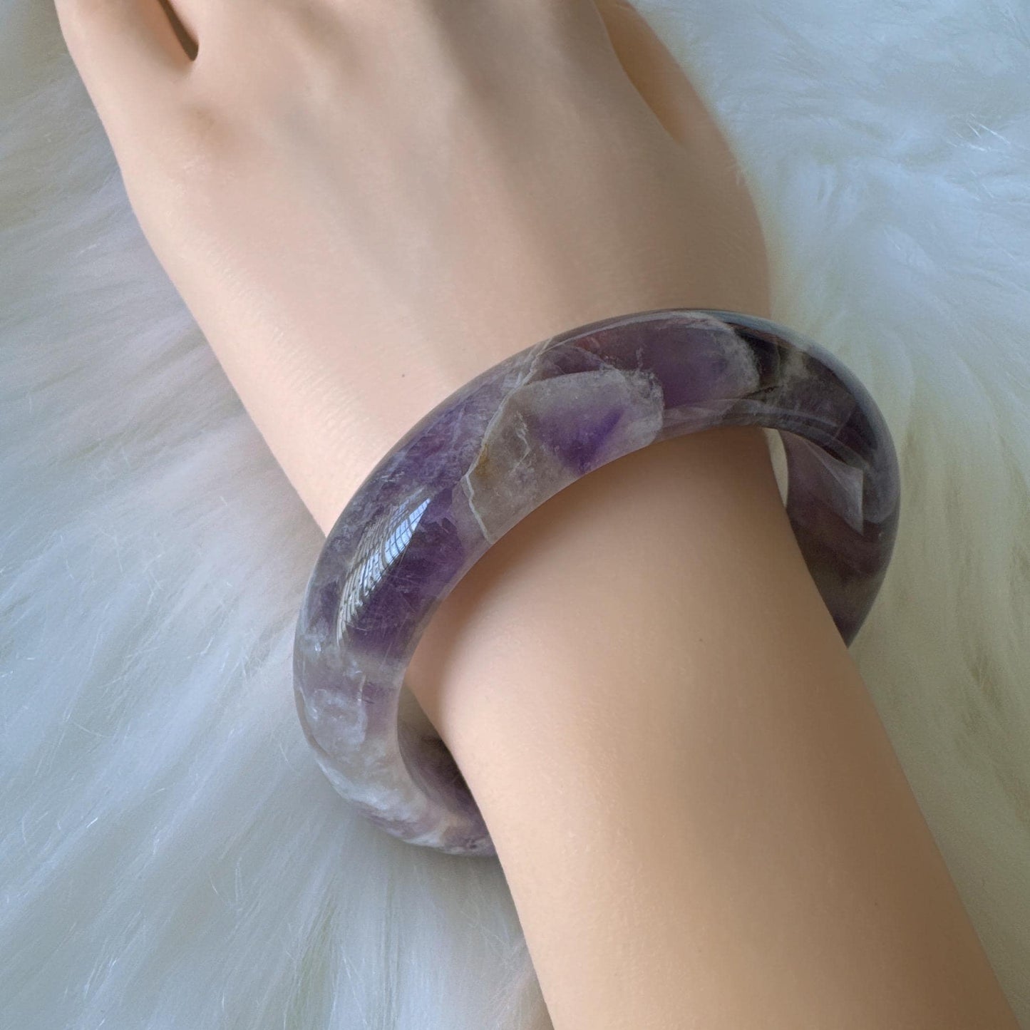 Dreamveil – Amethyst Gemstone Bangle, Purple Crystal Quartz Gemstone Bangle
