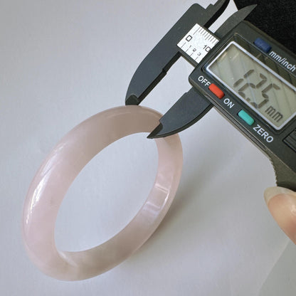 Heartglow - Blush Rose Quartz Bangle, Pink Crystal Quartz Gemstone Bangle