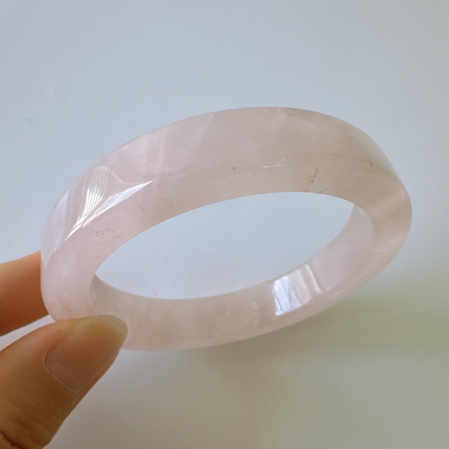 Heartglow - Inner Peace Rose Quartz Bangle, Pink Crystal Quartz Square Shaped Gemstone Bangle