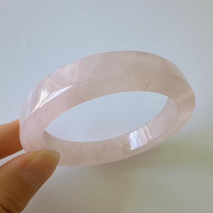 Heartglow - Inner Peace Rose Quartz Bangle, Pink Crystal Quartz Square Shaped Gemstone Bangle
