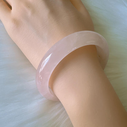 Heartglow - Polished Rose Quartz Bangle, Pink Crystal Quartz Gemstone Bangle