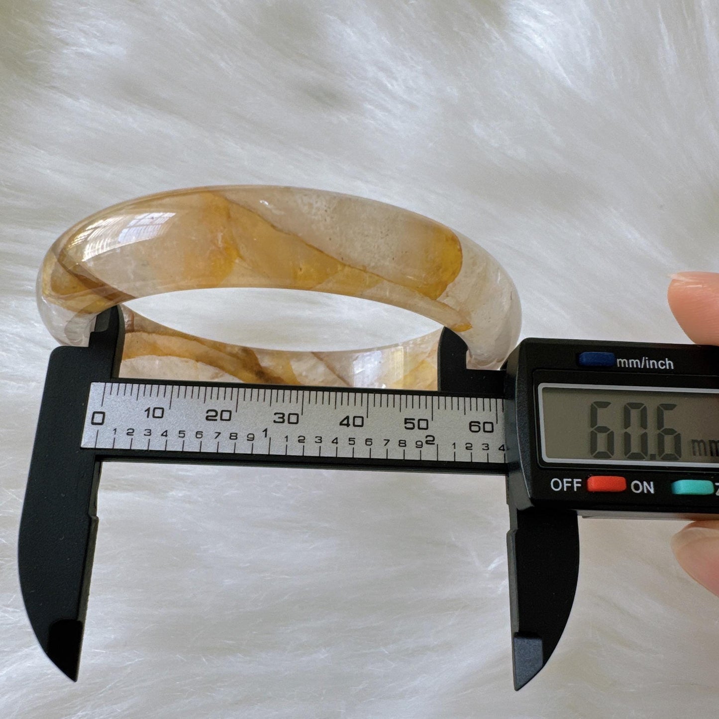 Golden Bloom – Yellow Hematoid Quartz Gemstone Bangle Bracelet, Golden Quartz Yellow Crystal Bangle