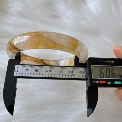 Golden Bloom – Yellow Hematoid Quartz Gemstone Bangle Bracelet, Golden Quartz Yellow Crystal Bangle