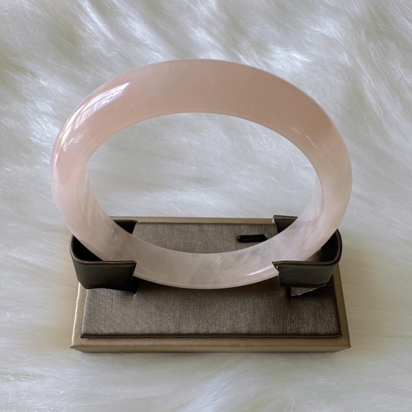 Heartglow - Calm Heart Rose Quartz Bangle, Pink Crystal Quartz Gemstone Bangle