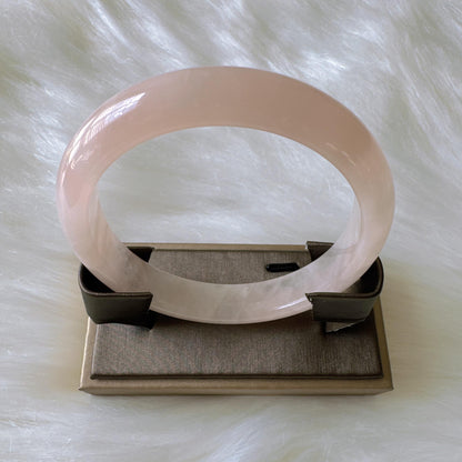 Heartglow - Calm Heart Rose Quartz Bangle, Pink Crystal Quartz Gemstone Bangle