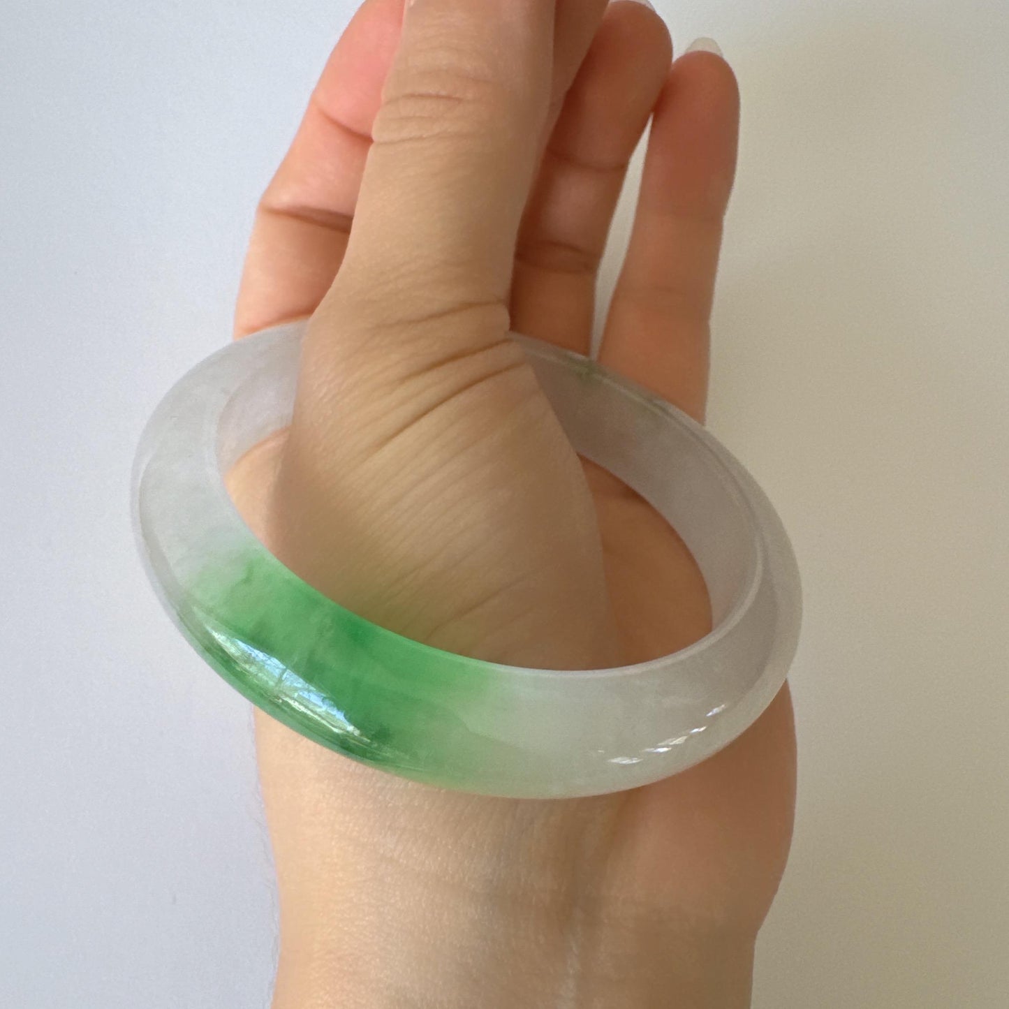 Earthveil - Green and White Jade Jadeite Bangle