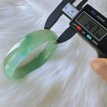 Earthveil - Light Green Jade Bangle Bracelet, Yellow Green Jadeite Bangle