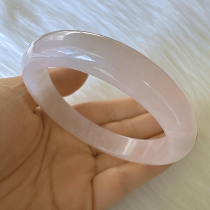 Heartglow - Blush Rose Quartz Bangle, Pink Crystal Quartz Gemstone Bangle