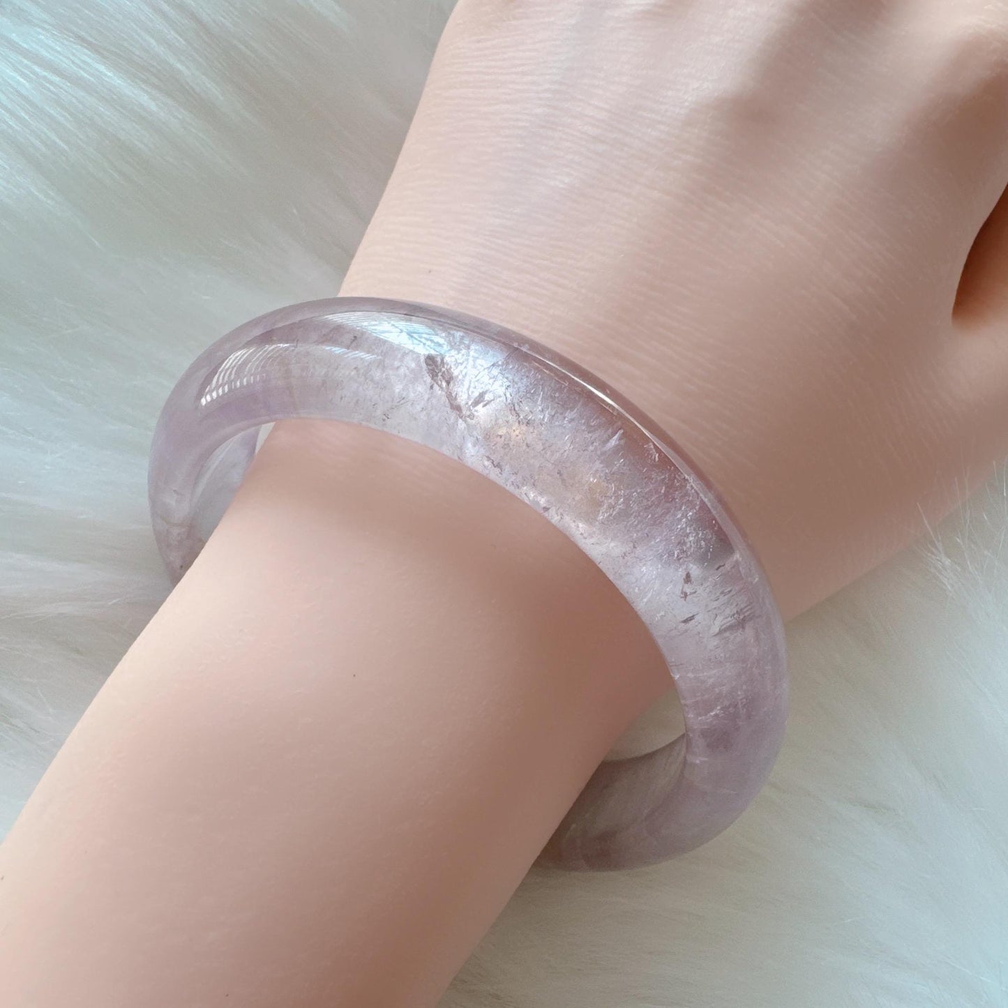 Dreamveil – Light Purple Amethyst Bangle Bracelet, Light Purple Amethyst Bracelet, Lavender Quartz Bangle