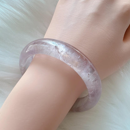 Dreamveil – Light Purple Amethyst Bangle Bracelet, Light Purple Amethyst Bracelet, Lavender Quartz Bangle
