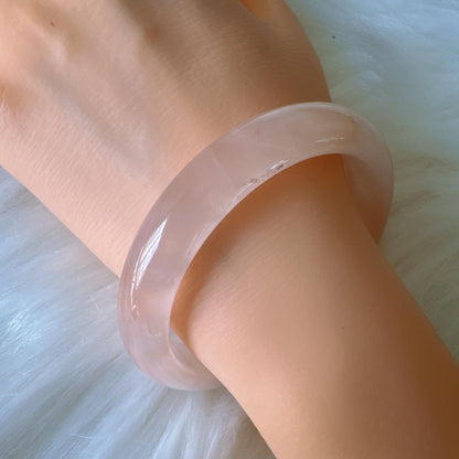 Heartglow - Soft Pink Crystal Energy Bracelet, Pink Crystal Quartz Gemstone Bangle