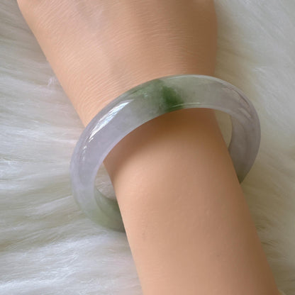 Earthveil - Artisan Light Green Unique Jade Bangle Bracelet
