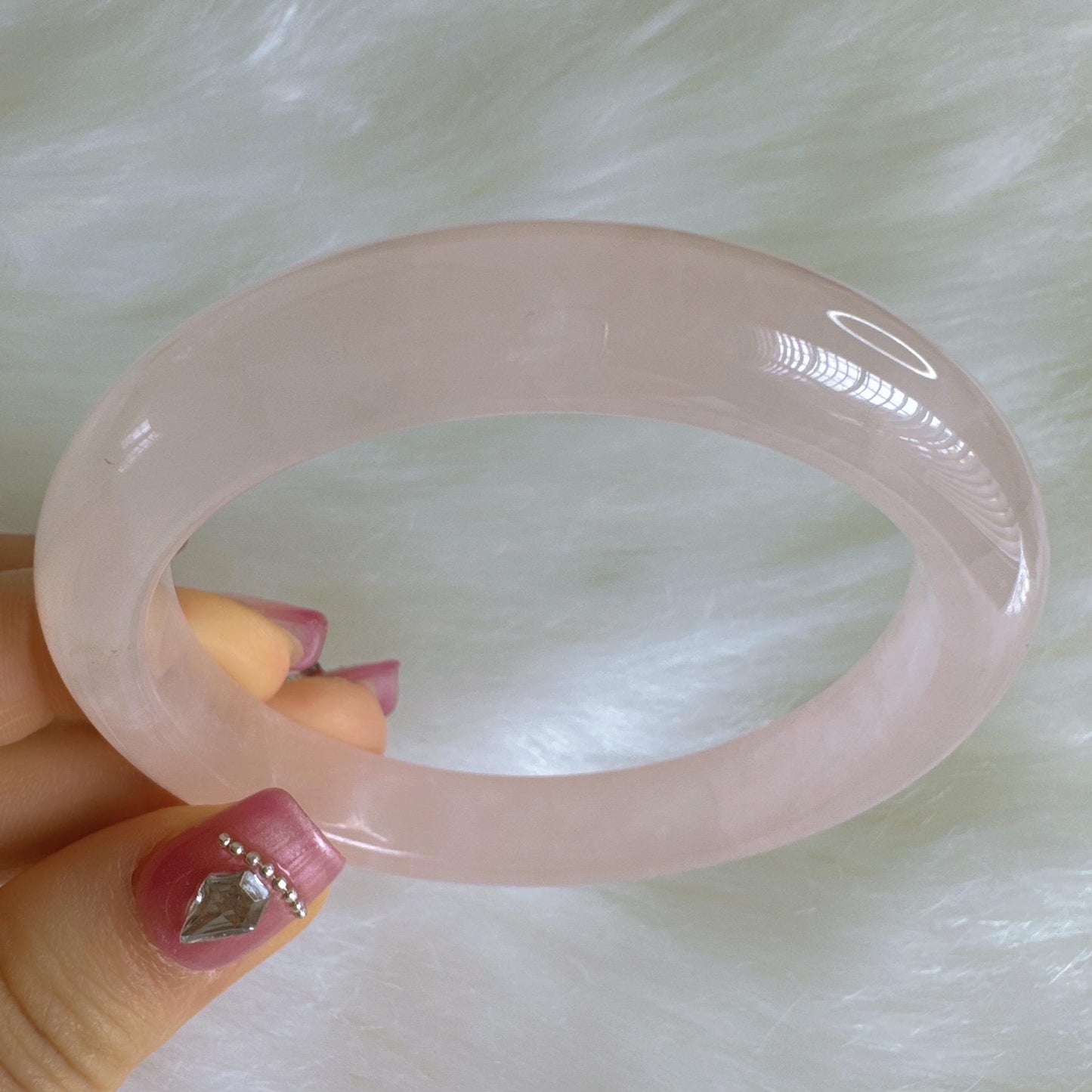 Heartglow - Love Rose Quartz Bangle, Pink Crystal Quartz Gemstone Bangle